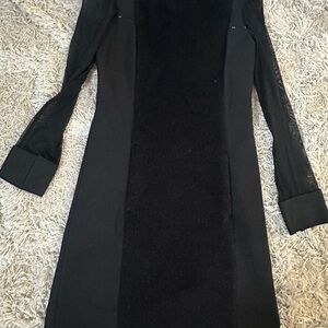 Long-Sleeve Black Panel Dress